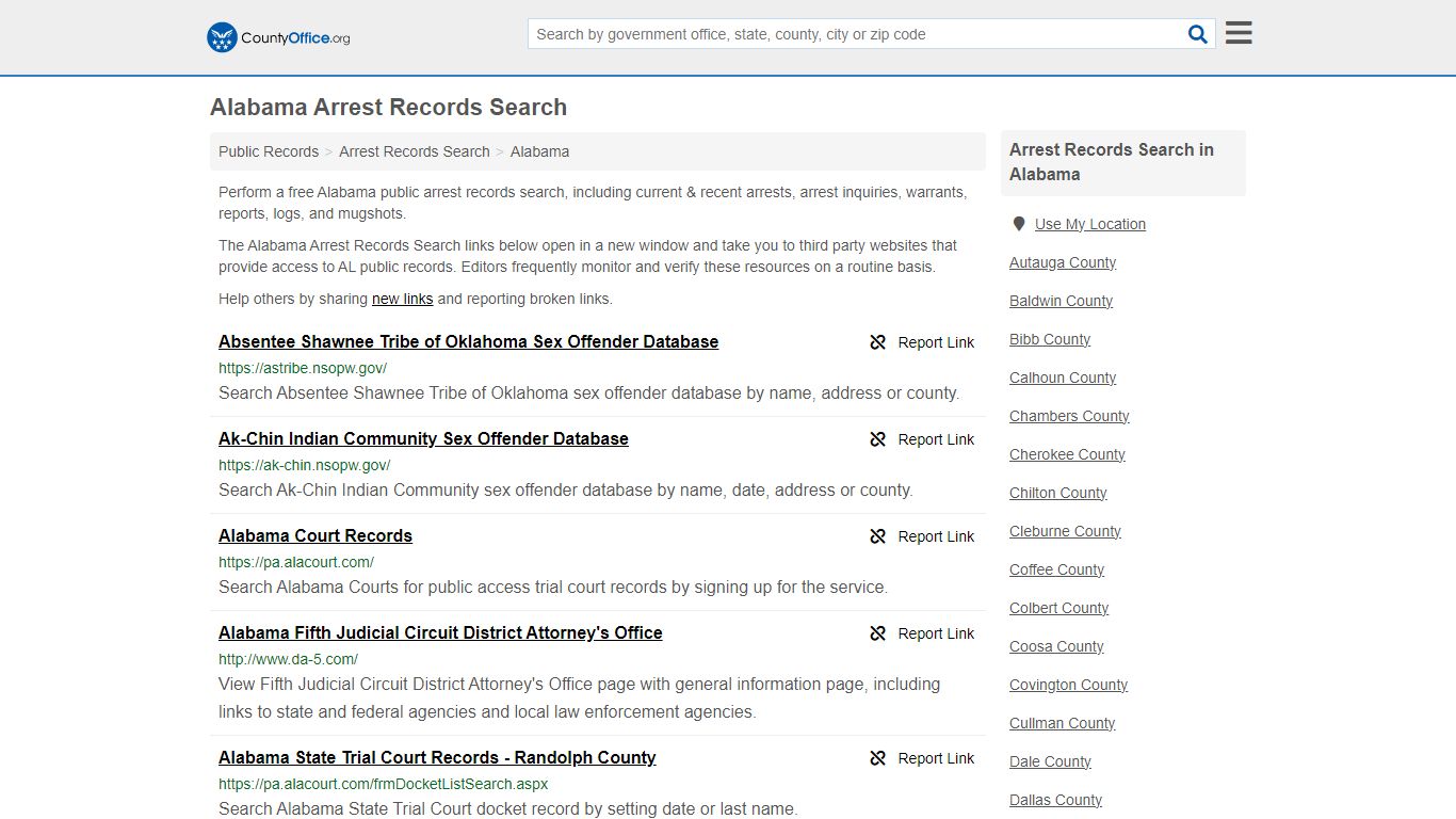 Arrest Records Search - Alabama (Arrests & Mugshots) - County Office
